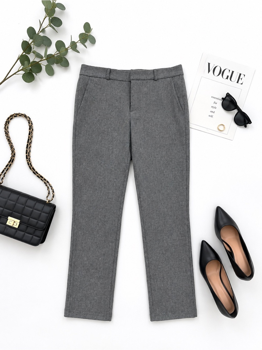Banana Republic Wool blend Charcoal Gray Straight Leg Trousers